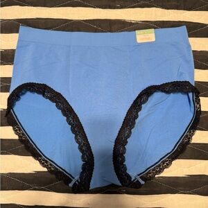 Cacique High Leg Blue Lace Trim Women's Briefs